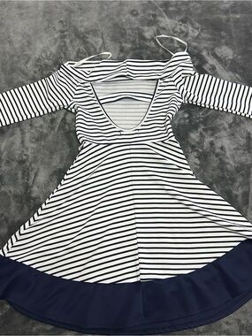 Papaya Navy and White Striped Dress